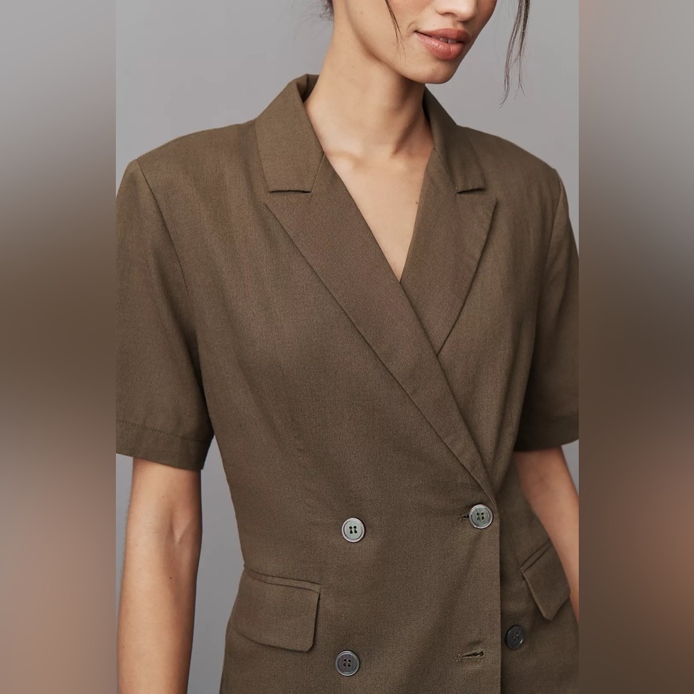 NWT! Anthropologie Dolan Left Coast Short-Sleeve Linen Blend Blazer - Size XS - Picture 4 of 5